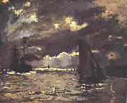 Claude Monet A Seascape, Shipping by Moonlight painting
